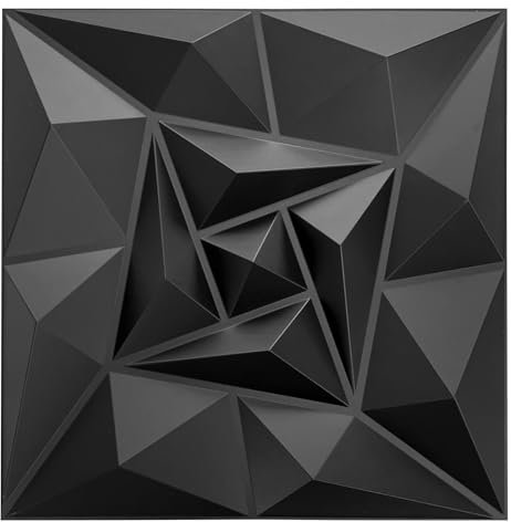 3D Paneele 50cm x 50cm PVC Kunststoffpaneele 12 Stück 3 m² Wandpaneele Gaming Zimmer Wand Decke 3D Optik Quarz Black PVC 3D Platten