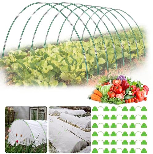 MQFORU 48 Stück Gewächshausreifen Fiberglas, 8-Sätze von 8.5 FT Langen Garten Reifen, rostfreie Fiberglas Gewächshaus Reifen wachsen Tunnel für Garten Netting, DIY Pflanze Unterstützung Garten Pfähle