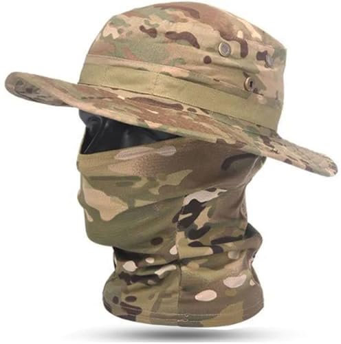 RALSPEC Camouflage Boonie Hat and Balaclava Set Camo Face Mask Cover Airsoft Military Brown Green