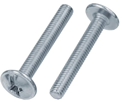 10 tornillos de cabeza alomada M4 x 35 con ranura en cruz, tornillos alomados, galvanizados, DIN 967 ISO 7380, pomo para muebles, M4 x 35