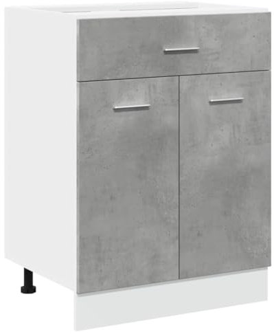 vidaXL Unterschrank Lyon Kollektion, Beton Grau, 60x46x81,5 cm, Holzwerkstoff, Badezimmer & Küche Aufbewahrung, Unterbeckenschrank, Wandmontierbar, Wohnaccessoire