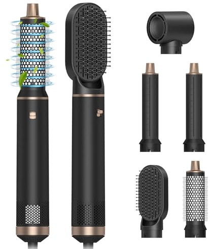 Neulriscn 5 in 1 Hot Air Styler, Air Styler, Hair Dryer Brush for Hair Styling, Hot Air Brush Hair Styler, [60,000 RPM] High-Speed Ionic Hairdryer for Volumizing, Curling, Straightening,All Hair Types