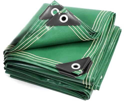 QWORK® 1.5 x 2M Heavy Duty Waterproof Tarpaulin, 420g/m², Weather Resistant, Multi-Purpose Tarpaulin with Reinforced Edges