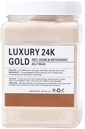 Jelly Mask Peel Off Powder - 24k Gold jelly mask - Anti-Aging & Antioxidant Peel Off Face Masks - Clay Face Mask Face Care Hydrating Face Mask - Repair and Smooth Skin Care for Home Salon Spa 650g