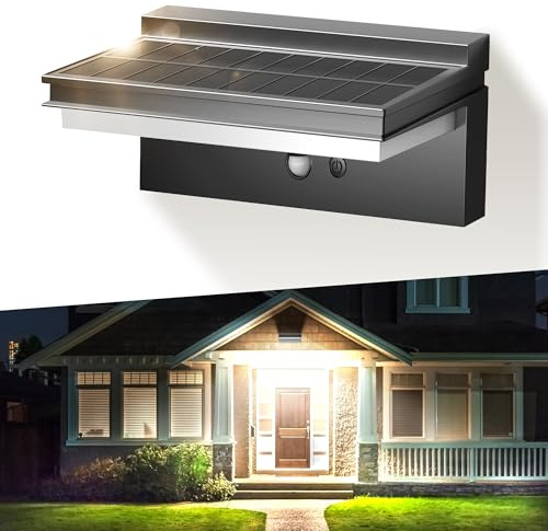 iseeway Lampe Solaire Extérieur Détecteur de Mouvement, 1500 LM Très Lumineux Lumière Murale Extérieure, Étanche IP65 Applique Solaire Exterieur 4 Modes pour Jardin, Garage, Blanc Froid