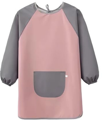 HUKUMA Malkittel Schule 1. Klasse,Malschürze Kinder Schule ab 6 Jahre,Malkittel Kinder 7-12 Jahre Mädchen Junge,Tuschkittel Wasserdicht Bastelschürze mit Taschen,für Schule Kunst Malerei Kochen