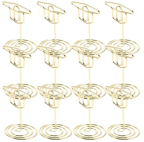ERINGOGO 12 Soportes Portatarjetas para Mesa Forma de Birrete de Graduación Clips Metálicos Dorados para Notas Tarjetas de Asiento para Boda y Fiesta Soporte Vertical Multifuncional
