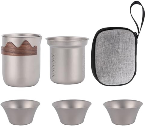 Generisch Vaisselle à thé en titane pour les voyages | Vaisselle à thé en plein air | Kung Fu avec tasse à thé | pour randonneurs, camping, pique-nique, jardin, pêche, festivals de musique en plein