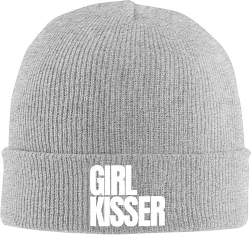 TAOACHENGIAN Girl Kisser Beanie for Men Women Warm Winter Knit Cuffed Beanies Soft Ski Hats Gray