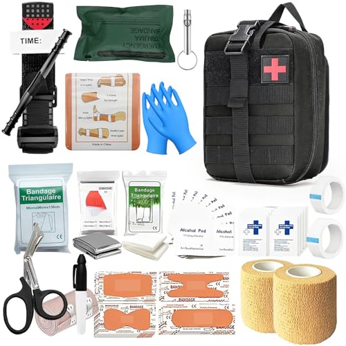 Tactique Sac de Secours,Trousse Tactique,Trc de Premiers soins, Trousse Tactique Vide, Trousse Kit de Premiers Soins Militaires,Sac Molle de Premiers Secours Militaire,Pochette de Sauvetage (Noir)