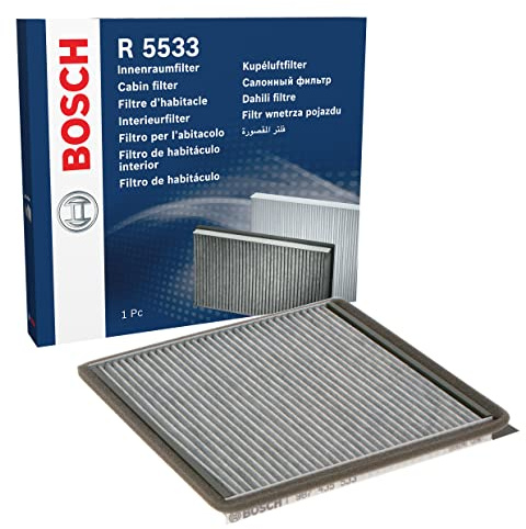 Bosch R5533 Filtro de Habitáculo de Carbón Activo - Filtro de Repuesto Contra Olores Desagradables, Polen y Polvo, Para un Aire más Limpio en el Vehículo