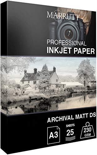 Marrutt 230gsm Archival Matt Double Sided Inkjet Photo Paper: A3-25 Sheets