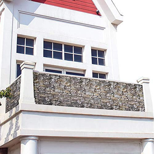 BAKAJI Telo Copertura Frangivista Frangivento per Ringhiera Protezione Balcone Dimensione 600 x 90 cm in Tessuto PVC Aggancio ad Occhielli Corda 24mt Inclusa (Pietra)