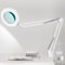 5X Lupenlampe, Lupenleuchte, LED-Schreibtischlampe mit Klemme und Verstellbarer Arm - Dimmbar & 3 Farbmodi Lupe mit Licht, 4,1 Durchmesser Glaslinse Kosmetiklampe, für Lesen/Büro/Arbeit (Weiß)