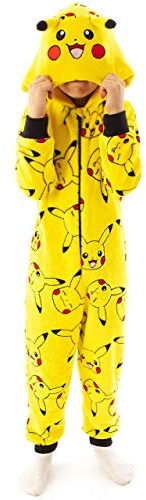 Pokemon Onesie Pikachu Giallo 3D Orecchie Tuta da Notte per Bambini