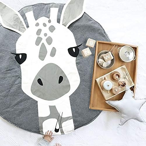 KIKOM Krabbeldecke Cartoon Tier Spielmatte - Weiche Baumwolle Schlafteppich für Baby und Kinder 90CM (Giraffe)