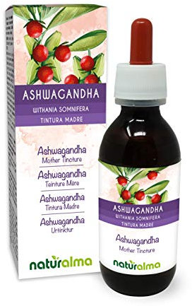 Ashwagandha o Ginseng indiano (Withania somnifera) radici Tintura Madre analcoolica Naturalma - Estratto liquido gocce 120 ml - Integratore alimentare - Vegano
