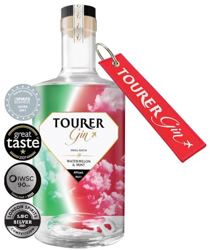 Tourer Watermelon & Mint Flavoured Gin | Award-Winning Unique Flavoured Gin | Refreshing Blend of Watermelon & Mint | Excellect Gift Idea | Perfect for Gin Enthusiasts & Cocktails | 43% ABV - 70cl