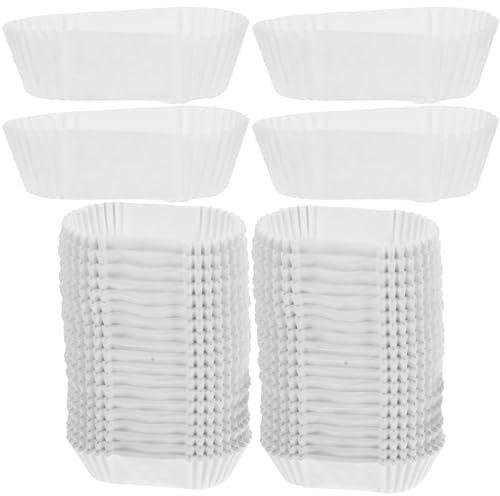 Angoily 1000 Stück Brotbackförmchen, ovale Kuchenpapierform, Brotbackförmchen: regulär - gerippte elliptische Papier-Backförmchen, perfekt für Muffins, Cupcakes oder Mini-Snacks (weiß)