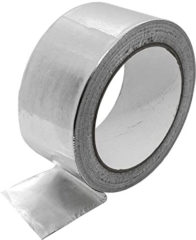 Lumonic 50m de cinta adhesiva de aluminio 50mm reforzada I cinta adhesiva de aluminio en plata de papel de aluminio puro I cinta de aluminio, cinta autoadhesiva de aluminio