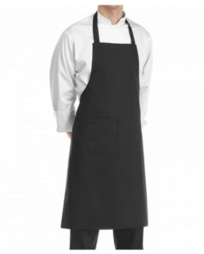 Egidio Alfio SET DA 5 PEZZI GREMBIULE DA CUCINA CON PETTORINA IN PURO COTONE - IN OFFERTA - MADE ITALY - (Nero)