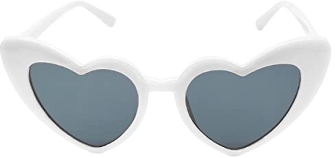 ALLY-MAGIC Y7ETXXTYJ - Occhiali da sole polarizzati a forma di cuore, per bambini, stile retrò, anni '70, protezione UV400, occhiali vintage per ragazze e ragazzi, bianco, 33 EU