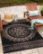 Teppium Outdoor Teppich Wetterfest 140 x 200 cm Schwarz Sisal Optik - Küchenteppich Waschbar, Wasserfest, Vintage Design, Pflegeleicht - Ideal für Balkon, Terassen, Garten, Camping oder Küche