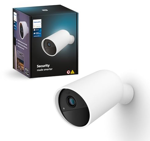 Philips Hue Secure Battery Powered Smart 1080p Home Security Camera, Indoor or Outdoor, Easy to Install, Two-Way Talk, Works with Security Center in the Hue App, White