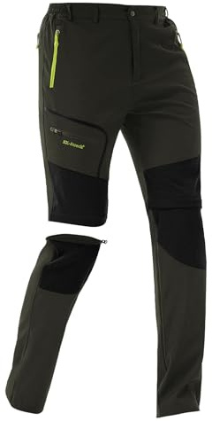 Men's Convertible Hiking Pants Zip Off Lightweight Quick Dry Outdoor Waterproof Tactical Cargo Work Pants Camping Green