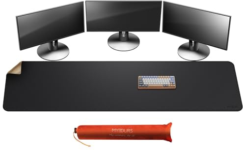 Mydours Skrivbordsmatta i kork- och PU-läder, 180 x 50 cm, extra stor dubbelsidig halkfri, ekovattentät, lätt att rengöra, skyddsdyna, för presentdekoration, kontor, hem, kvinnor, män, tangentbordsmus