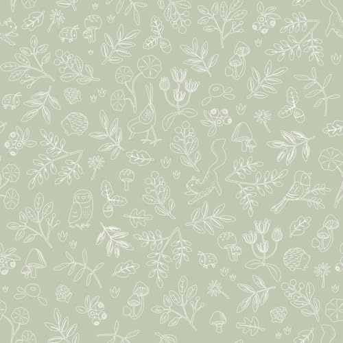 Little Dutch Tapete Vliestapete für Kinderzimmer Forest Wonders - Forest Friends grün 10 m x 0,53 m