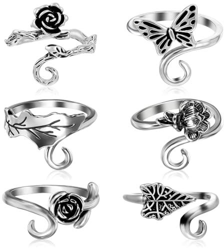 Yuomeaz 6 PCS Crochet Ring for Finger, Metal Crochet Tension Ring for Yarn Guide, Adjustable Open Tension Rings for Crocheting, Crochets Rings Holders Accessories