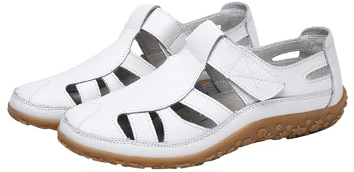 Fritidsskor dam – sommarskor dam bekväma läder lätta sneakers enfärgade halvskor all-matchande sandaler ventilerande barfotaskor fashionabla joggingskor halkfria ortopediska
