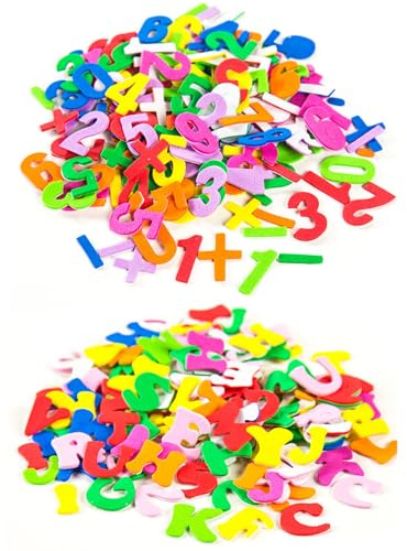 BCHKO Pegatinas Letras Adhesivas 390 Unidades Goma EVA Coloridas Autoadhesivas para Niños, Manualidades DIY, Aprender Alfabeto y Proyectos Escolares.