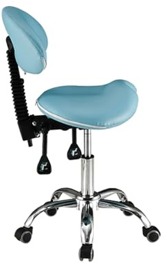 Justerbar hydraulisk sadelpall med ryggstöd och hjul – rullande salongsstol för tandhygienister, svängbar design, anpassade färger tillgängliga