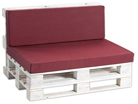 Gutekissen® Palettenkissen, Gartensofakissen, gefüllt mit Pulirethangranulateinlage, viele Farben und Größen (Sitzkissen 120x60, Bordeauxrot)