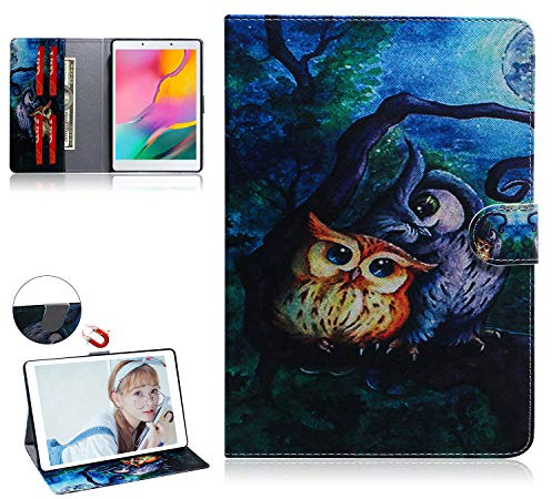 UUcovers Case for Samsung Galaxy Tab A 8.0 inch Tablet 2019 Model (SM-T290/SM-T295/T297), with Card Slots/Pockets Magnetic Closure Wallet Slim Folding Stand PU Leather Soft TPU Back Cover, Purple Owl