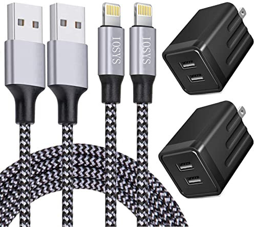 iPhone Fast Charger,iPhone Charger Fast Charging 2Pack Dual Port USB Wall Chargers Block Adapter Plug Long 6FT Fast Charging Lightning Cable Cord for iPhone 14 13 12 11 Pro Max XS X 8 7 Plus SE iPad