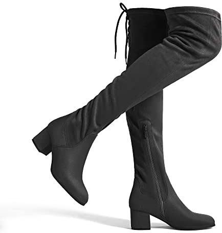 DREAM PAIRS Botas Altas por Encima de la Rodilla para Mujer.,Size 36,Gris/Ante,Laurence-E