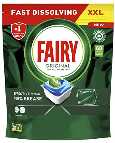 Fairy Original All In One Dishwasher Tablets, Regular, 60 Capsules