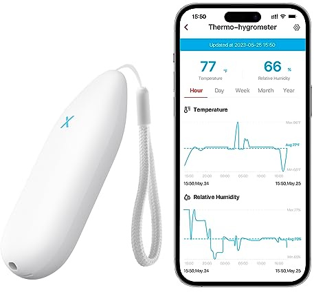 X-Sense Indoor WiFi Thermometer Hygrometer, Room Thermometer with App Control, Temperature Sensor for House, Bedroom, Wine Cellar, Basements, SBS50 Base Station Required (Not Included)
