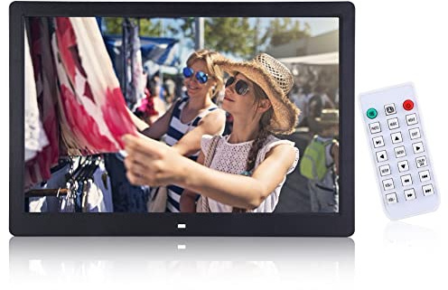 Digital bildram 15,4 tum, elektronisk fotoram LED-skärm 1 280 x 800 HD-klocka kalenderfunktion fotovideo diavisning INGEN WiFi, endast för USB och SD-kort som ()