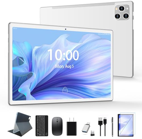2026 Latest Tablet Android 14 Tablets 10 Inch, Tablets 128GB ROM+16GB RAM (8+8 Virtual), 2 In 1 Tablet with keyboard, Powerful Octa-Core+13MP Camera, 1TB TF Expandable, FHD IPS Display WiFi Tableta PC