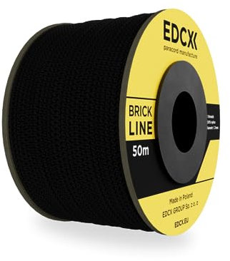 EdcX Mason's Cord ⌀1,7mm | 50m, 100m and 300m | Nylon | Brick Line, Mason Line Level for Construction, Gardening, DIY | Tear-Resistant, Weatherproof, Low Stretch Utility Cord (Black, 50 m)