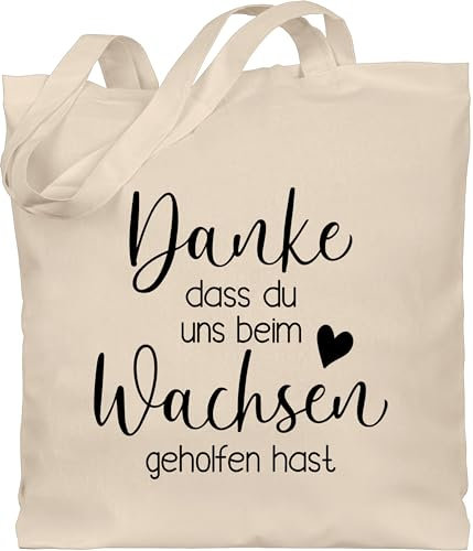 Baumwolltasche - Erzieher - Taschen - Danke dass du uns beim Wachsen geholfen hast mit Herz - Unisize - Naturweiß - erzieherin tasche kita geschenke für geschenk kindergärtnerin abschied danke,