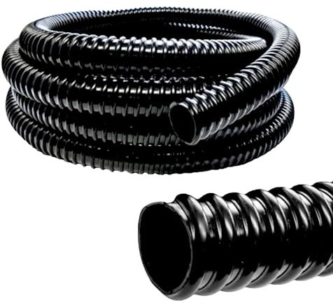 Black Corrugated Water Butt Hose Pipe PVC Garden Hose Conduit Extension Connector Tube (2 Metres - 20mm Internal Diameter)