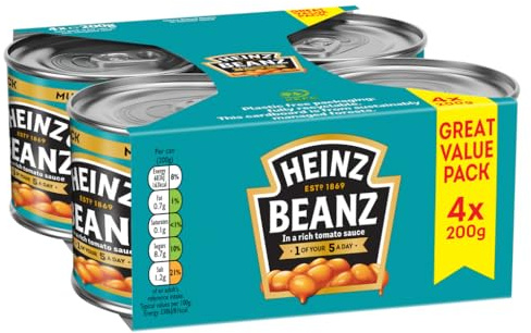 HEINZ Beanz in a Rich Tomato Sauce Great Value Pack 4 x 200g