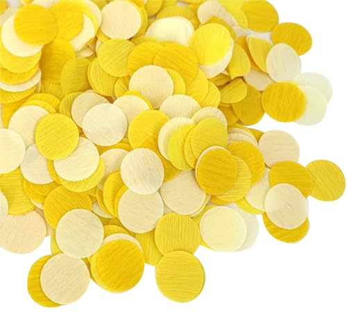 Mybbshower 1 Inch Yellow Ivory Party Scatter Table Decoration for Baby Shower Ombre Yellow Birthday Baby Shower Bee Sunflower Lemon Party Supplies Crepe Paper Confetti1000 Pcs