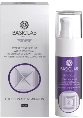 BasicLab Dermocosmetics BasicLab Korrigierendes Gesichtsserum mit Retinal | 30 ml | Anti-Falten, Anti-Akne, Nacht, Für Frauen