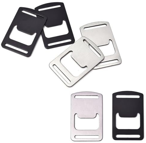 DraCra 6 Pack Keychain Bottle Opener Stainless Steel Flat Bottle Opener Small Beer Bottle Openers Webbing Strap Slider Tri-Glide Adjust Buckles for Hiking Backpack Military Tactical Bag Molle Key Ring